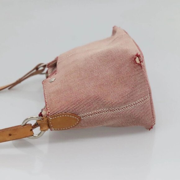 BURBERRY Nova Check Blue Label Shoulder Bag Canvas Red Silver Auth ti3084 - Picture 6 of 16